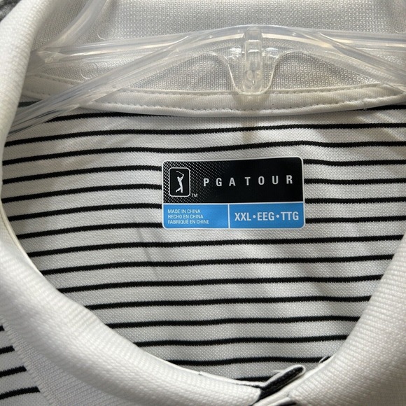 PGA Tour Shirt Mens XXL‎ Black White Striped Polo Golf Embroidered Logo Athletic - Picture 4 of 10